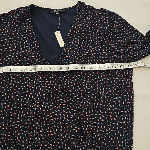 Madewell Navy Polkadot Blouse Size Small - Picture 6 of 9